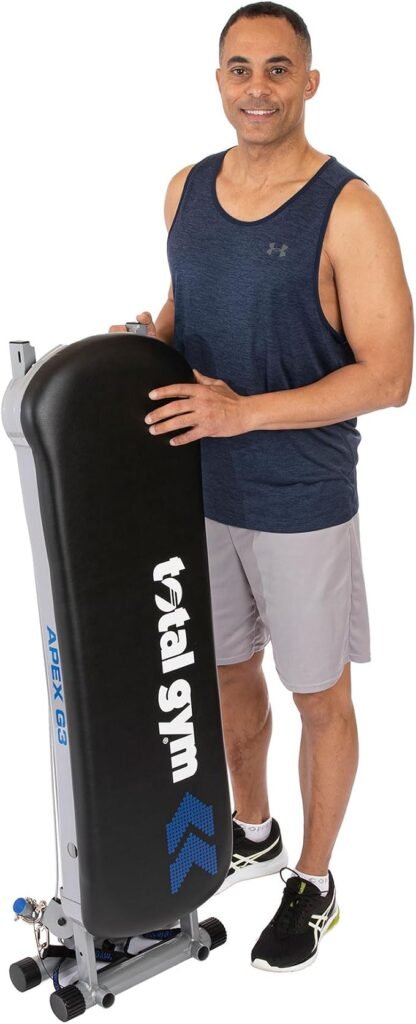 Total Gym APEX G3 folded for easy storage